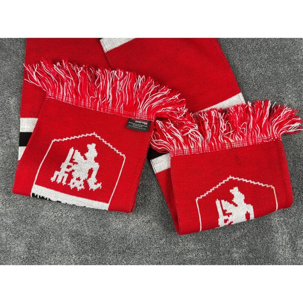 Ruffneck Scarves MULA Soccer Scarf Red Black White Striped‎ Knit Fringe Turkey